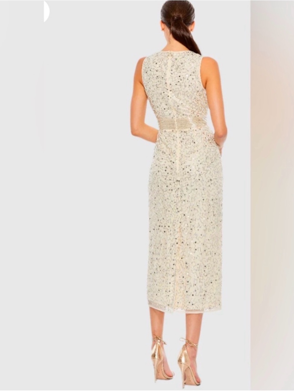 Mac Duggal Ivory Beaded Midi Dress